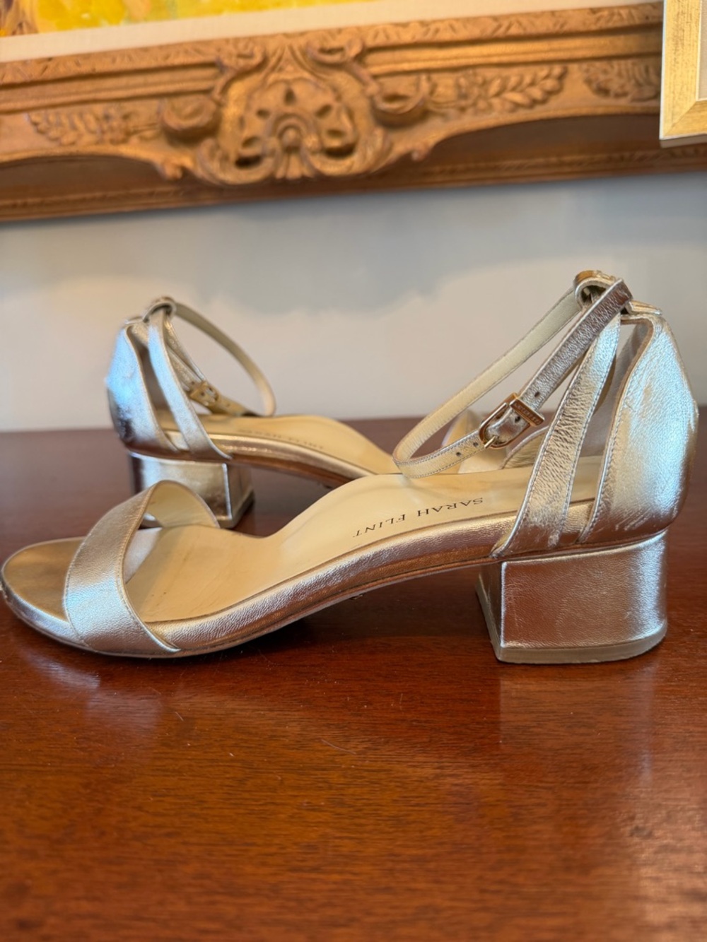 Sarah Flint Perfect Block Sandal 30 Gold Nappa 9 IT 39.5 - Picture 9 of 17